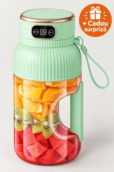 OferteTop Blender Portabil 1,2 L cu Afișaj Digital, 10 Lame, Reîncărcabil USB...