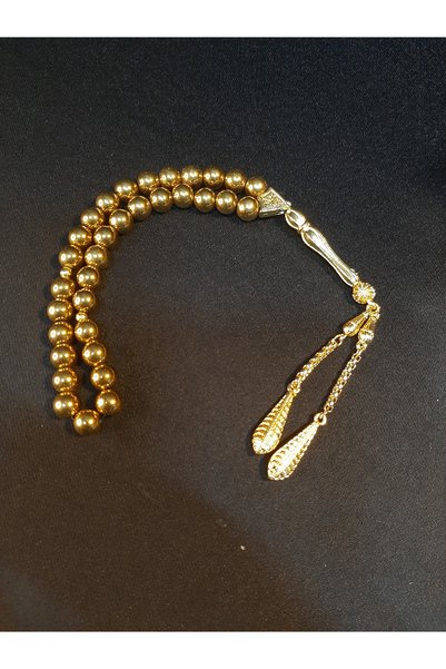 MRYart Round Gold Hematite Stone 33-Bead Natural Stone Rosary