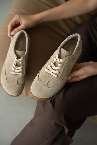selin shoes Pantofi de damă Perrin din piele naturală, cu talpă plată și șire...