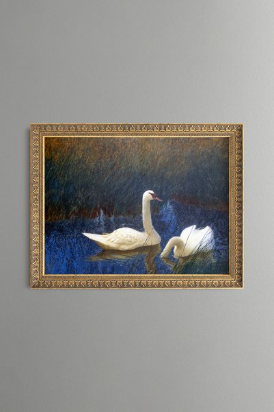 epiqart طيور الكركديلا في بحيرة سازليك - لوحة فنية بنمط عتيق - تصميم رقيق.