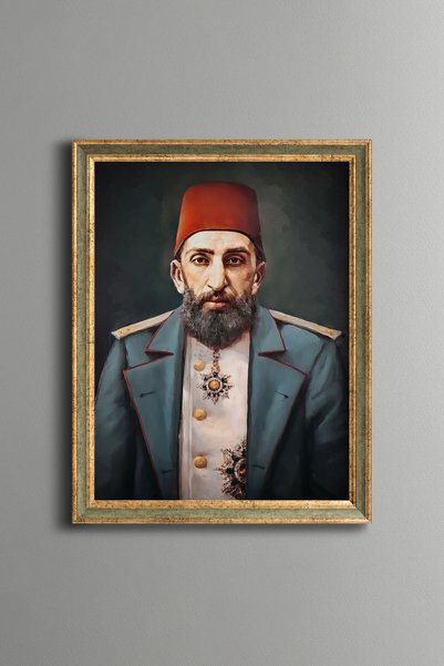 epiqart السلطان الثاني. صورة عبد الحميد - لوحة فنية بنقشة عتيقة - تصميم أنيق