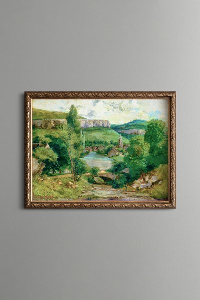 epiqart منازل في التلال الخضراء - لوحة فنية بنمط عتيق - تصميم أنيق
