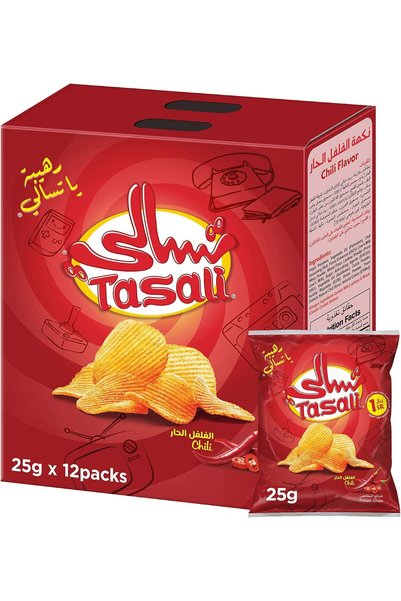 Tasali رقائق البطاطس بنكهة الفلفل الحار، 25 جرام × 12 عبوة