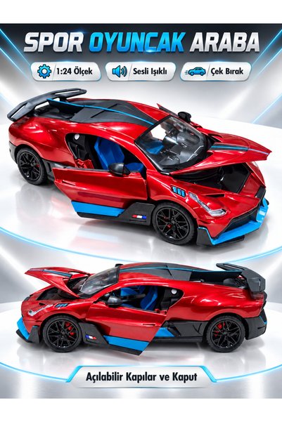 afreyz oyuncak Metal Araba Bugatti 1:24 Ölçek Sesli Işıklı Açılabilir Kapılı ...