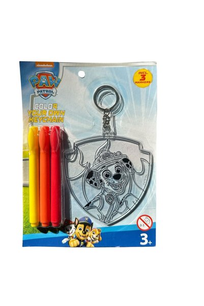 PAW PATROL Creative Coloring Keychain Set – With 3 Markers, Marshall Shield M...