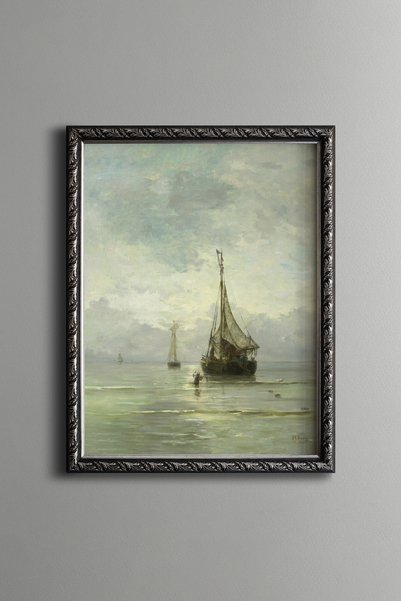 epiqart يخت في الضباب - لوحة فنية بنمط عتيق - تصميم أنيق