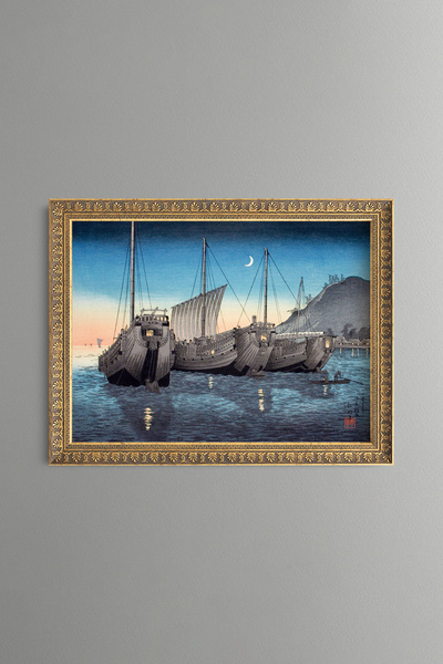 epiqart الزوارق الشراعية في خليج إيناتوري - لوحة فنية بنمط عتيق - تصميم أنيق.