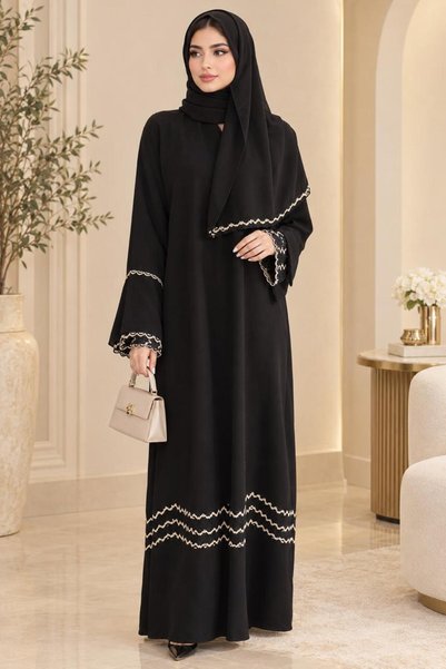 my abaya My Abaya - a Luxurious Internet Fabric Abaya with Beige Stripes.