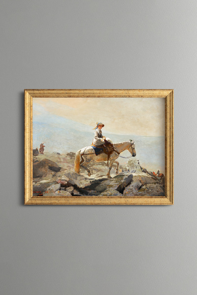 epiqart "طريق الخيل في الجبال البيضاء" - لوحة فنية بنقشة عتيقة - تصميم أنيق.
