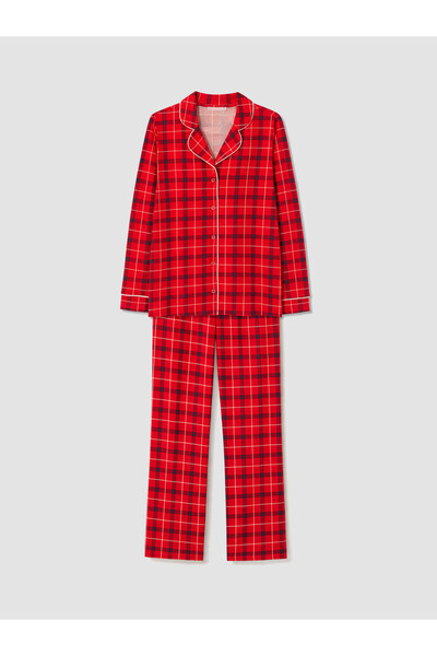 LC Waikiki Esvab • Modern & Elegant Plaid Embroidered Women's Pajama Set