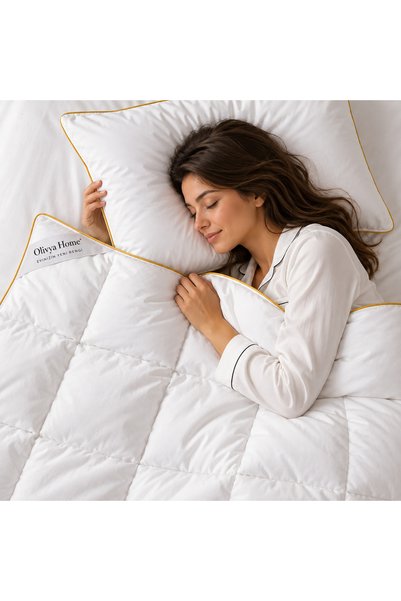 Olivya Home 8.5 Tog, 100% down Feather, Single Duvet, 155X215 cm - Gold Series.