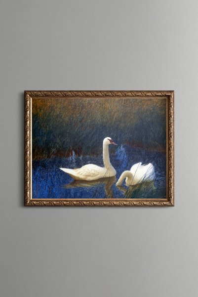 epiqart طيور الكركديلا في بحيرة سازليك - لوحة فنية بنمط عتيق - تصميم رقيق.