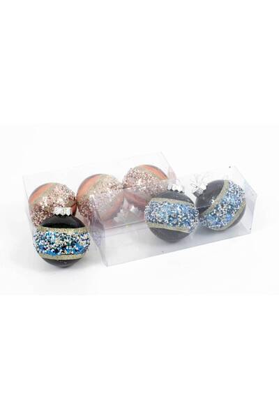 OEM Globuri Craciun Cu Sclipici Mijloc 3/set 8cm Roz Grena