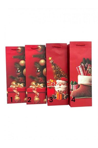 OEM Pungi Cadou Pentru Sticla Craciun Rosie Cu Cadouri 12/Set Model 4