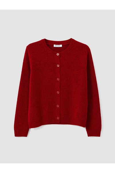 LC Waikiki Vizyon New Season Red Crew Neck Women's Knitwear Cardigan