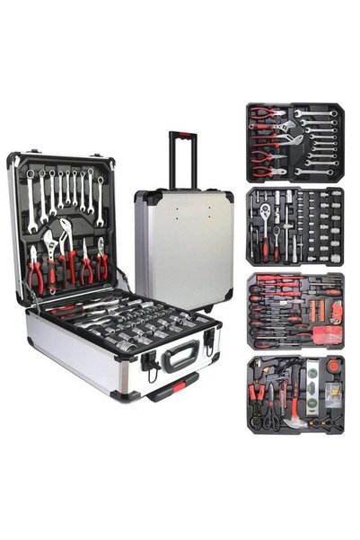 OKAE 187-piece tool box set trolley with wheels and pull handle 4-shelf for h...