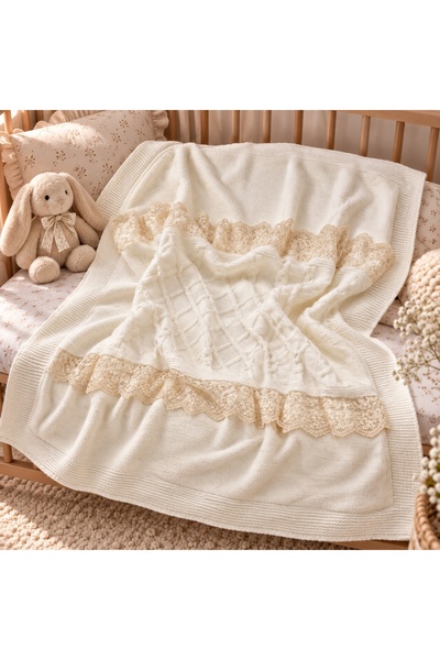 Pure Boutique Бебешко одеяло от естествена вълна, с пухкава подплата, 95x85 с...