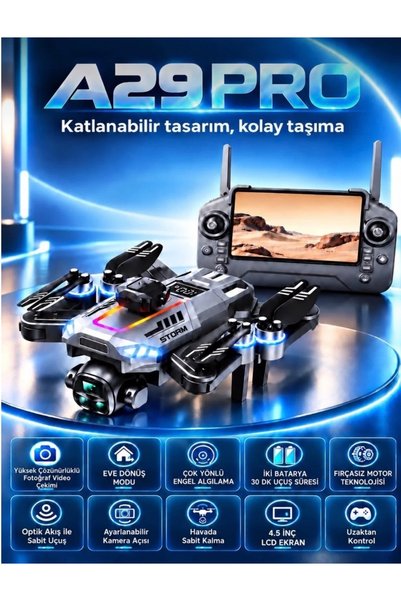 ROSE TEKNOLOJİ A29PRO Fpv İKİ Kameralı 4.5 Inç LCD Ekranlı Kumanda Gimbal Kam...