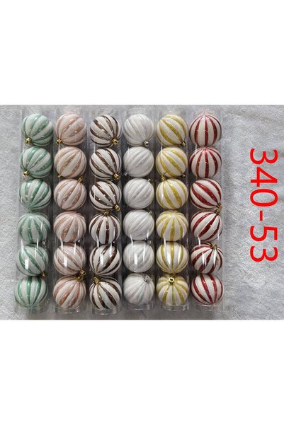 OEM Striped Christmas Baubles 8 cm Red
