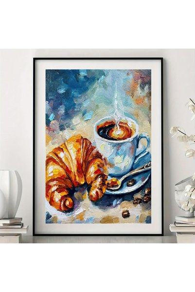 Generic Brand 1pc Bread Coffee Canvas Wall Art Print, Anime Aesthetics Canvas...