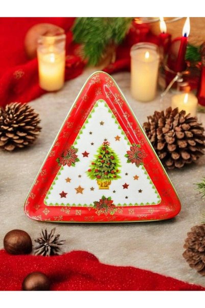 OEM Ceramic Christmas Plate Triangle 12/set 24.5cm