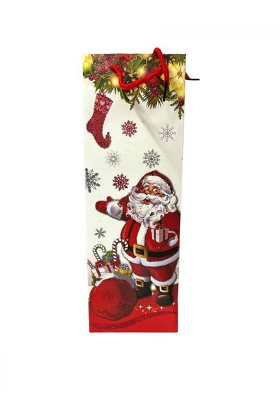 OEM Santa Claus Glass Gift Bags 12x35x9 12/set