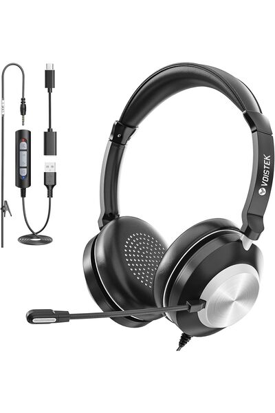 GENERAL Voistek USB Headset with Microphone for PC, On-Ear Computer Headphone...