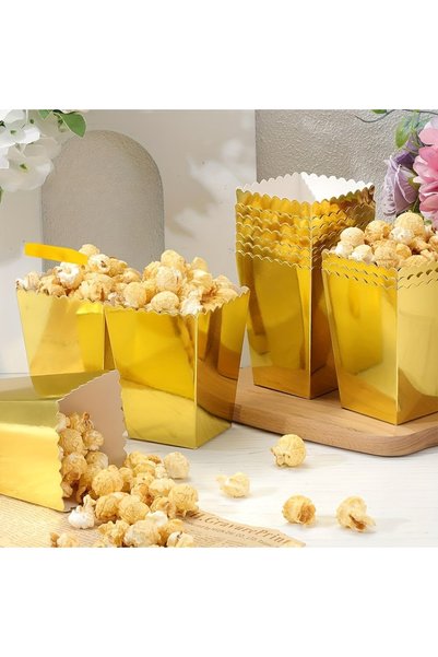 Choice 12 pcs gold 12/24pcs Golden Popcorn Boxes 11.05X7.01X5.0cm Mini Paper ...