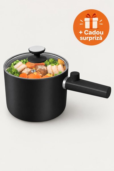 OferteTop Oală Electrică 1,5 L cu Strat Antiaderent, 600 W, 2 Trepte de Puter...