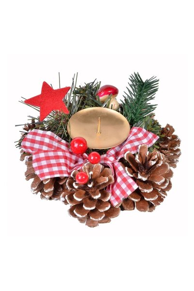 OEM Suport Decorativ de Crăciun pentru Lumânări Panglica Carouri 15 cm – Deco...