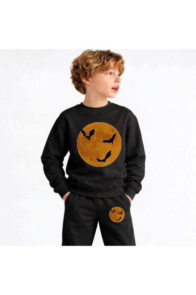 playwear Team Sweatshirt Orange Printed Girls Boys Children's Crew Neck