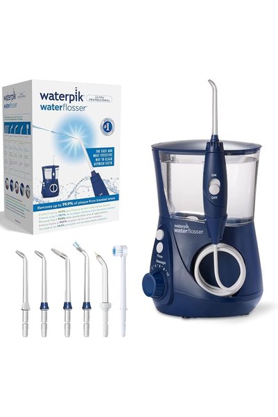 Waterpik جهاز تنظيف الأسنان بالماء عالي الجودة، مزود بـ 7 رؤوس مختلفة ونظام ت...