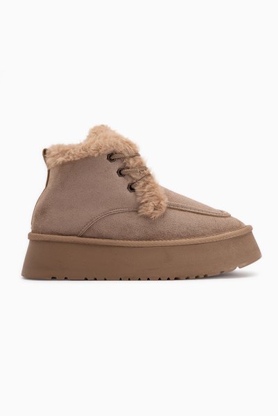 Limoya Carrie Vizon Suede Fur-Lined Lace-Up Chunky Sole Women's Boots