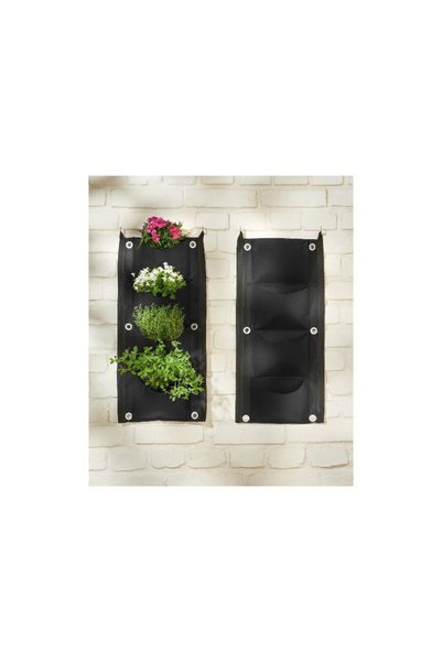 PARKSIDE Set of 2 textile pockets for vertical garden – 65 × 30 cm, 4 compart...