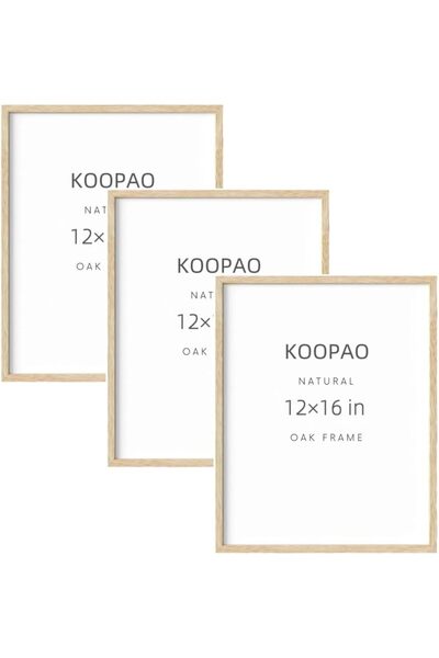 KOOPAO مجموعة من 3 إطارات صور خشبية من خشب البلوط، مقاس 12 × 16 بوصة، لون خشب...