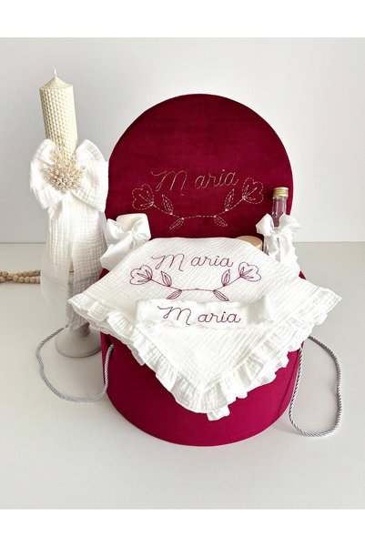 Anya-Events Trusou din Muselina Personalizat Pentru Botez Maria