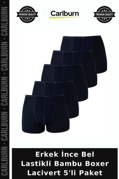 Carlburn Premium Men's Slim-Fit Elastic Bamboo Boxer Shorts, Navy Blue, Pack ...