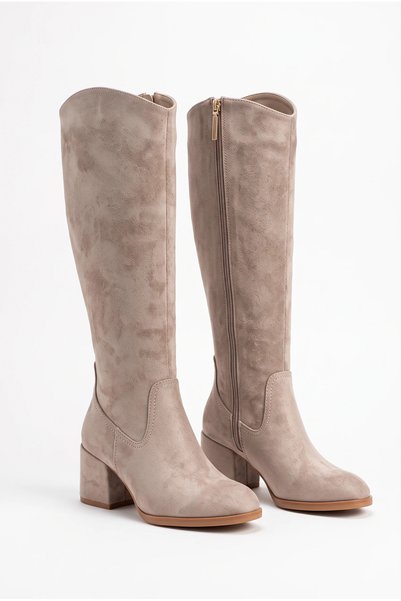 uqpe Women's Knee-High, Chunky-Heel, Round-Toe, Zippered Long Boots - Noa - B...