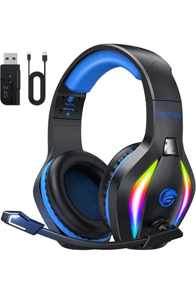 Fachixy سماعة رأس لاسلكية للألعاب مع ميكروفون، متوافقة مع أجهزة PS5 وPS4 والك...