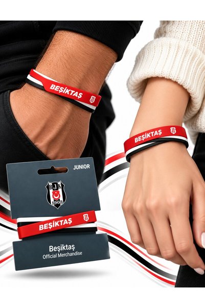 Beşiktaş YENİ SEZON LİSANSLI 3'LÜ TARAFTAR BİLEKLİK SETİ – KIRMIZI SİYAH