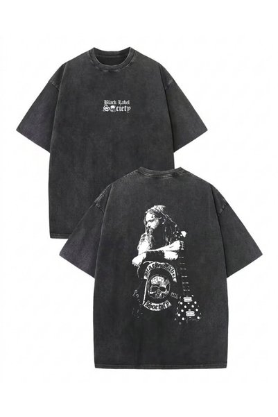 Le Savu Black Label Society Printed Unisex Oversize T-Shirt