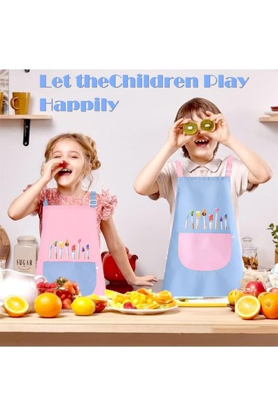 AZONEE Children's Apron, 2 Pack Cute Kids Apron, Adjustable Cooking Apron, To...