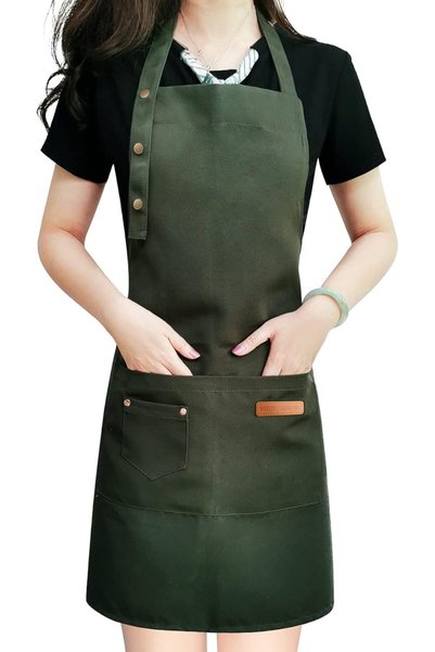 Lonimia Apron for Men Women with Adjustable Straps and Large Pockets, Canvas ...