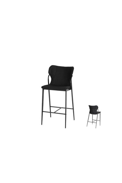 IN HOME STORE كرسي بار عصري بظهر منحني وقاعدة معدنية سوداء