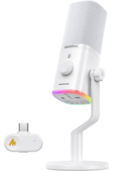 MAONO ميكروفون USB لاسلكي ديناميكي PD100W، ميكروفون للكمبيوتر المخصص للألعاب ...