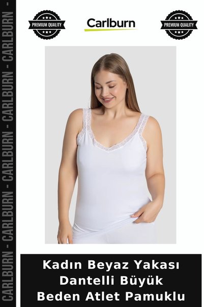 Carlburn Special Series Women's White Collar Lace Plus Size Tank Top Cotton S...