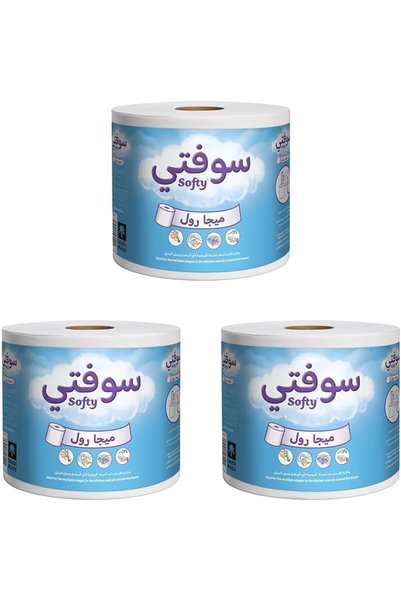 Softy مناديل ورقية للمطبخ، لفة كبيرة، 1 لفة × 300 متر، قدرة عالية على الامتصا...