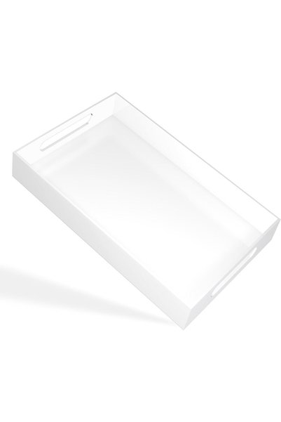 KASTWAVE White Decorative Serving Tray 30x20x4.5cm with Cut Handles – Spill-P...