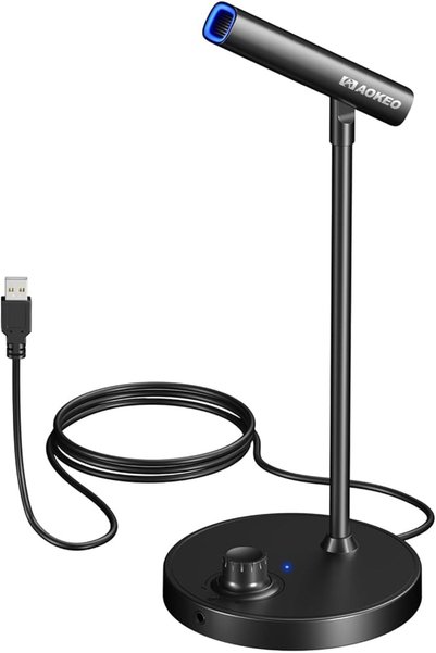 AOKEO ميكروفون للألعاب، ميكروفون كمبيوتر USB لأجهزة الكمبيوتر الشخصي، ماك، PS...