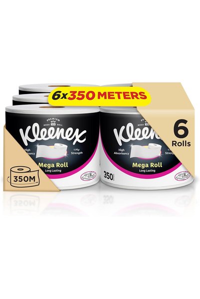 Kleenex لفائف مطبخ ماكسي رول أحادية الطبقة، عبوة من 6 لفائف × 350 متر